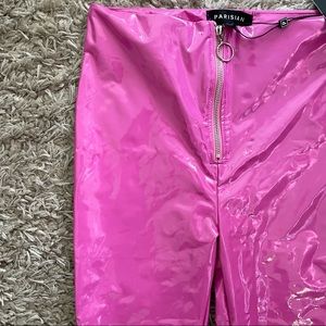 Parisian via ASOS hot pink PU faux leather / vinyl pants leggings sz 6 w tags